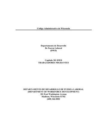 Cdigo Administrativo de Wisconsin - Department of Workforce ...