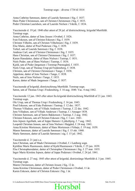 Torstrup sogn diverse 1734-1814.