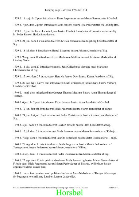 Torstrup sogn diverse 1734-1814.