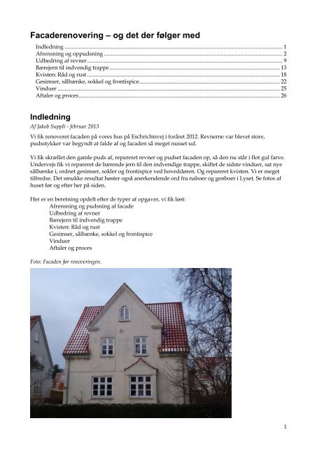 Facaderenovering - og det der følger med - Lyset i Valby