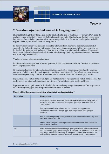 Kontrol af oplæring og instruktion samt kontrol af arbejdsprocesser ...