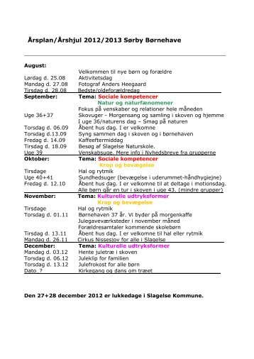 Årsplan/Årshjul 2012/2013 Sørby Børnehave - Slagelse Kommune