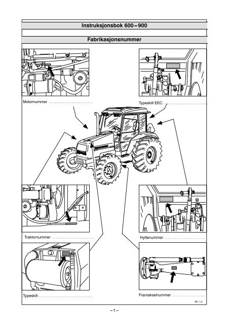 Instruksjonsbok 600---900 Fabrikasjonsnummer - Valtra