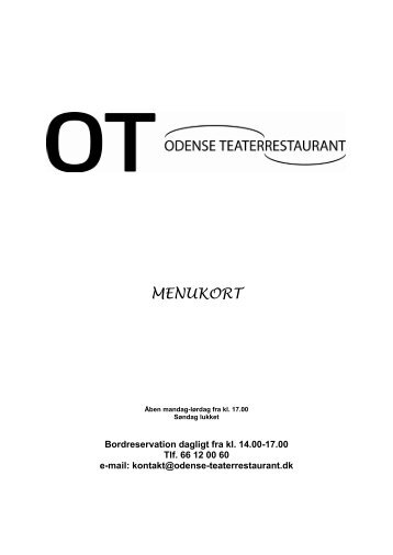 MENUKORT - Odense Teaterrestaurant