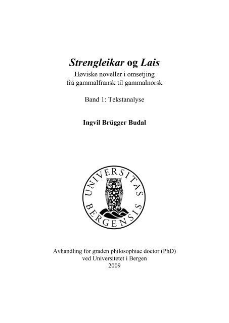 Strengleikar og Lais - (BORA) - UiB - Universitetet i Bergen