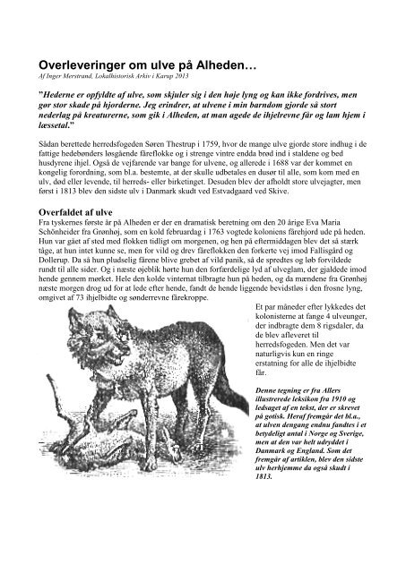Da ulvene hærgede på Alheden for 250 år siden… - Lokalhistorisk ...