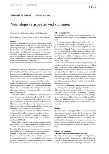 Neurologiske aspekter ved stammen - Ugeskrift for Læger