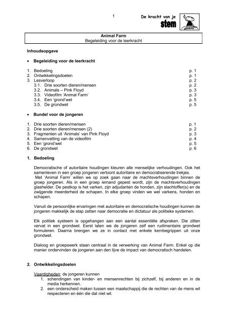 Handleiding voor de leraar (pdf) - De Kracht van je Stem