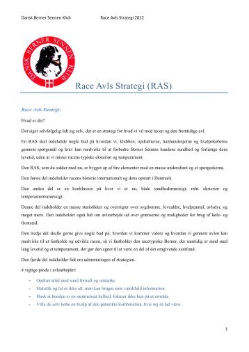 Race Avls Strategi (RAS) - Dansk Berner Sennen Klub