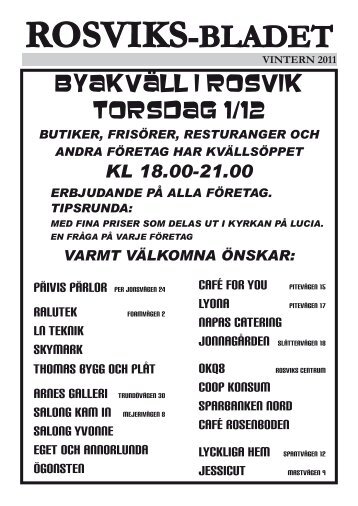 varmt välkomna önskar: rosviks-bladet vintern 2011 - Rosvik.nu