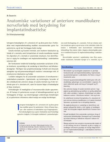 Anatomiske variationer af anteriore mandibulære nerveforløb med ...