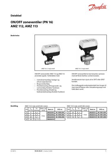 ON/OFF zoneventiler (PN 16) AMZ 112, AMZ 113 - Danfoss Varme