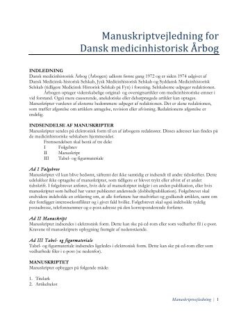 Manuskriptvejledning for Dansk medicinhistorisk Årbog