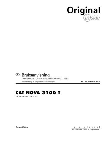 ruksanvisning cat nova 3100 t - Alois Pöttinger Maschinenfabrik GmbH