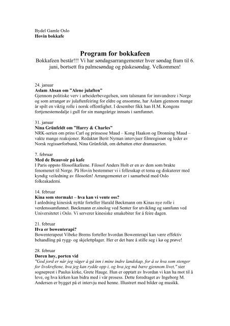 Program for bokkafeen - Bydel Gamle Oslo