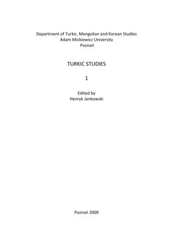 PRACE TURKOLOGICZNE-1 2009-10 - Turkic Studies