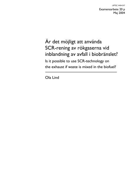 Ola Lind - Civilingenjörsprogrammet i miljö- och vattenteknik