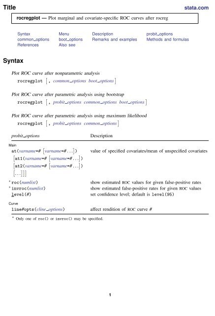 Stata Roccomp Graph rocregplot - Stata