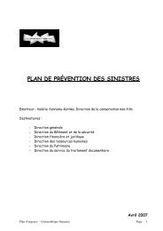 PLAN DE PRÉVENTION DES SINISTRES - Bibliothèque du film