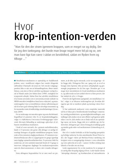 Hvor krop-intention-verden mødes - Elbo