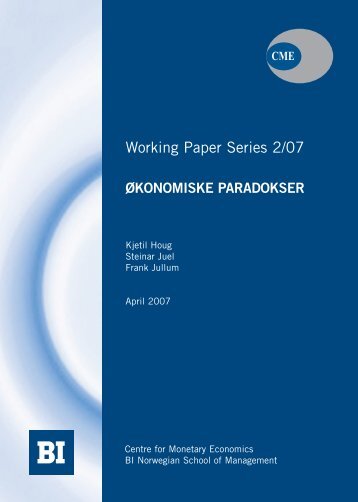 Økonomiske Paradokser - BI Norwegian Business School