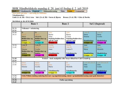 Program - Birkerød Håndbold Klub