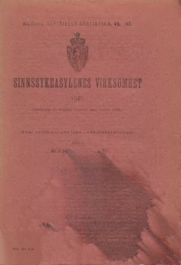 Sinnsykeasylenes Virksomhet 1921