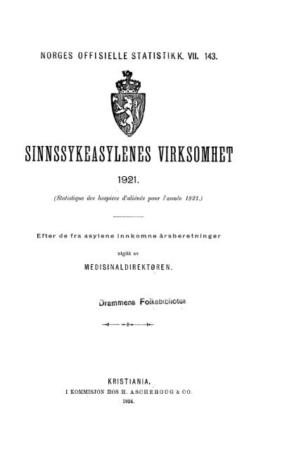 Sinnsykeasylenes Virksomhet 1921