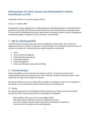 Retningslinjer for OSCE-eksamen på klinikophold B i klinisk ...
