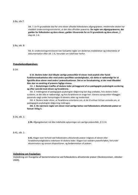 Notat om reglerne for eksamen i folkeskolen og ... - Diabetes.dk