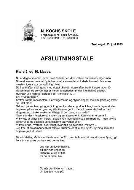 tale 1995 - N. Kochs Skole