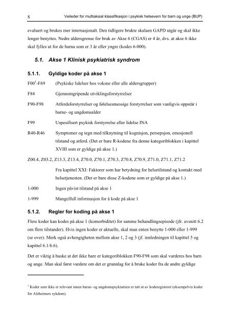 Retningslinjer for koding: Multiaksial klassifikasjon i psykisk ... - KITHs