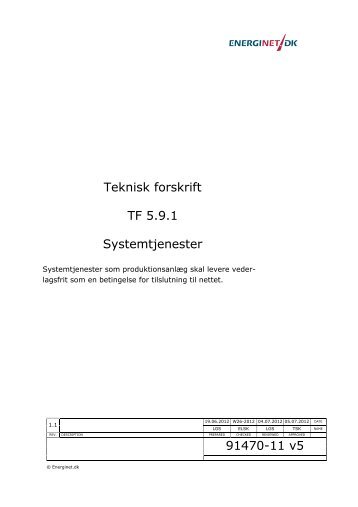 Teknisk forskrift TF 5.9.1 Systemtjenester 91470-11 v5 - Energinet.dk