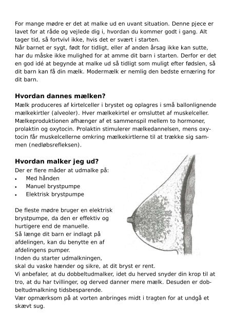 Udmalkning med elektrisk brystpumpe - Regionshospitalet Randers