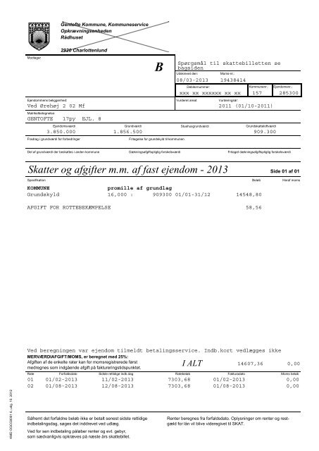 Ejendomsskattebillet 2013 - Bolig Eksklusiv
