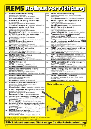 Maschinen und Werkzeuge für die ... - REMS Tools USA