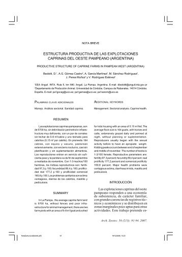 Estructura productiva de las explotaciones caprinas del oeste