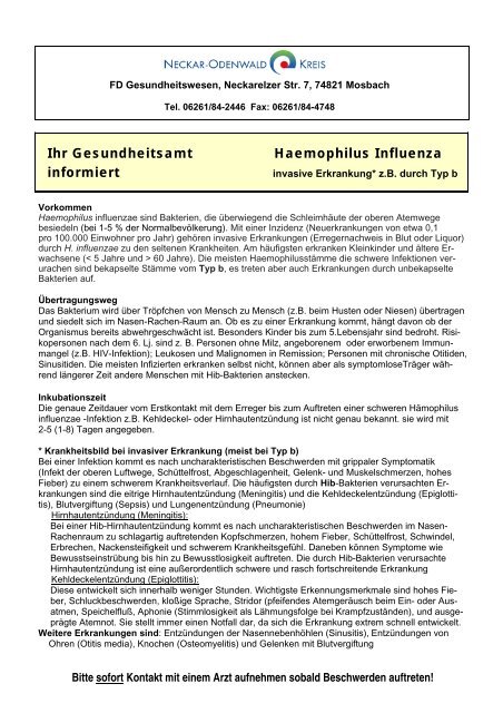 Haemophilus Influenza - Neckar-Odenwald-Kreis