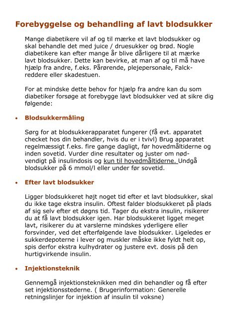 Forebyggelse og behandling af lavt blodsukker - Bornholms ...