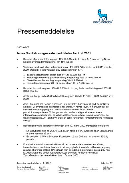 Press release - Novo Nordisk