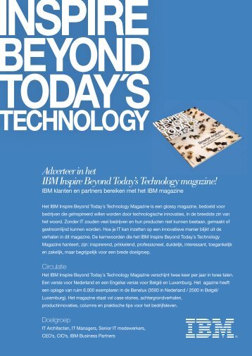 Adverteer in het IBM Inspire Beyond Today's Technology magazine!