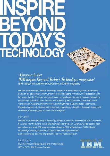 Adverteer in het IBM Inspire Beyond Today's Technology magazine!