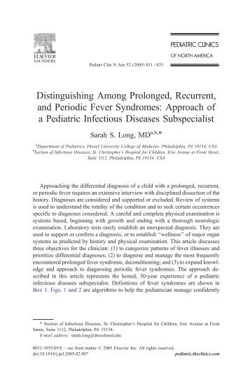 Distinguishing Among Prolonged, Recurrent, and Periodic Fever ...