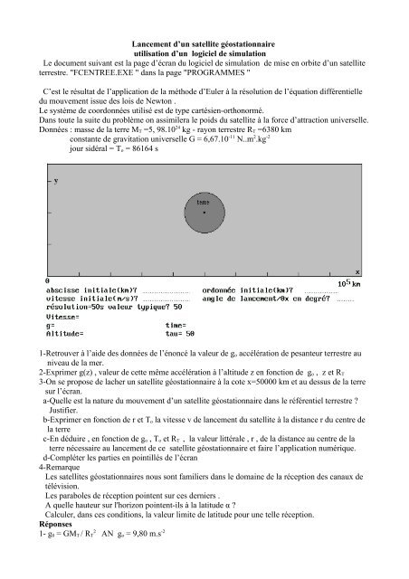 Lancement d'un satellite géostationnaire utilisation d'un logiciel de ...