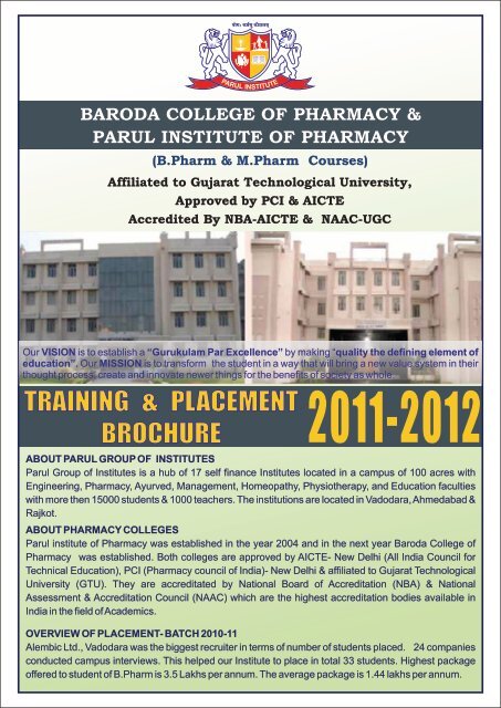 Baroda College Of Pharmacy Parul Institute Of
