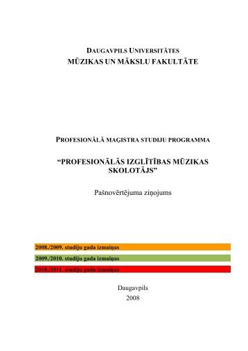 profesionālās izglītības mūzikas skolotājs - Daugavpils Universitāte