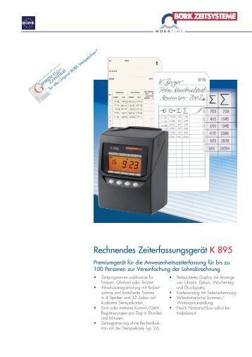 Rechnendes Zeiterfassungsgerät K 895 - Bürk Zeitsysteme