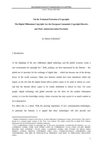 On the Technical Protection of Copyright - International Journal of ...