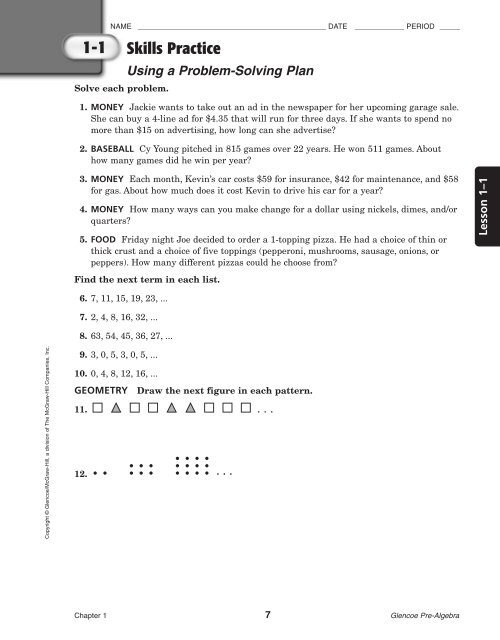 Glencoe Algebra 2 8 3 Skills Practice Answers