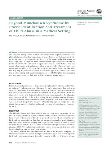Beyond Munchausen Syndrome by Proxy: Identification ... - Pediatrics